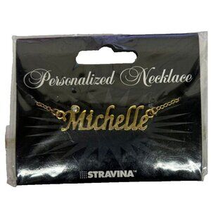 MICHELLE Goldtone Rhinestone Accent 14.5" w 4.5" Multi Ring Ext Necklace